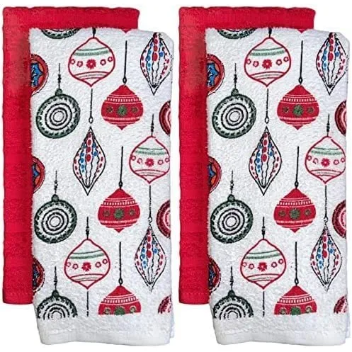 4 100% Algodon 2 Toalla Cocina Navideña Diseño Campana
