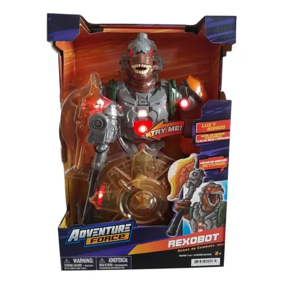 Rexobot Robot De Combate Con Luz Y Sonido Adventure Force Rexobot Plateado