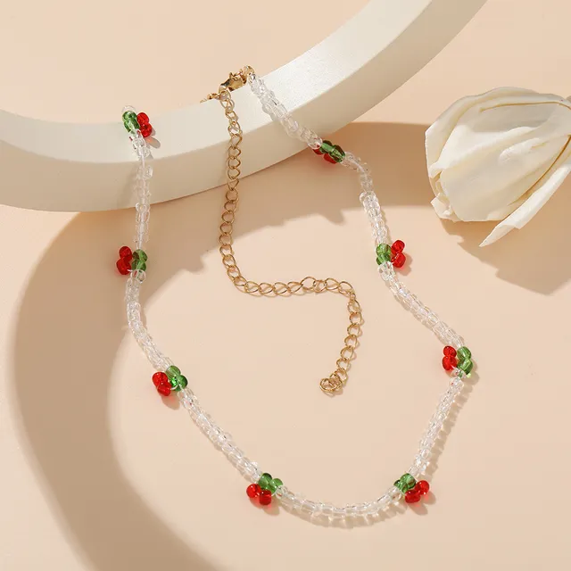 Collar Chocker Gargantilla Perla De Cerezas Moda Aesthetic