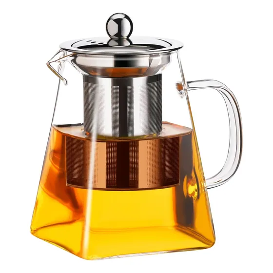 Tetera De Vidrio Térmico 0,9l Filtro Infusor Ac. Inox Marca Filula Color Transparente