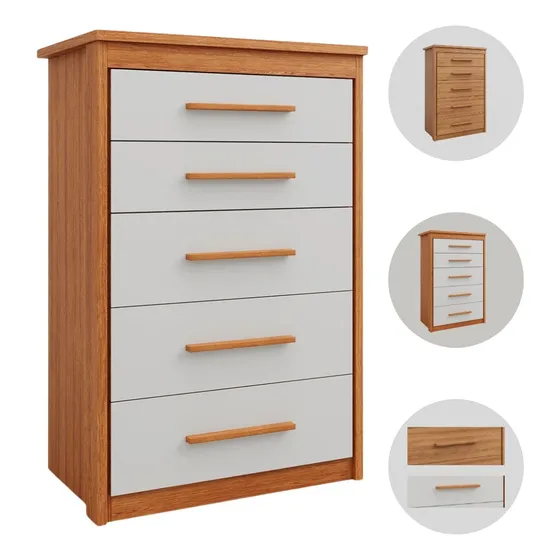 Comoda Para Quarto Reforçada 5 Gavetas Espaçosa Luxo Eleg Fg