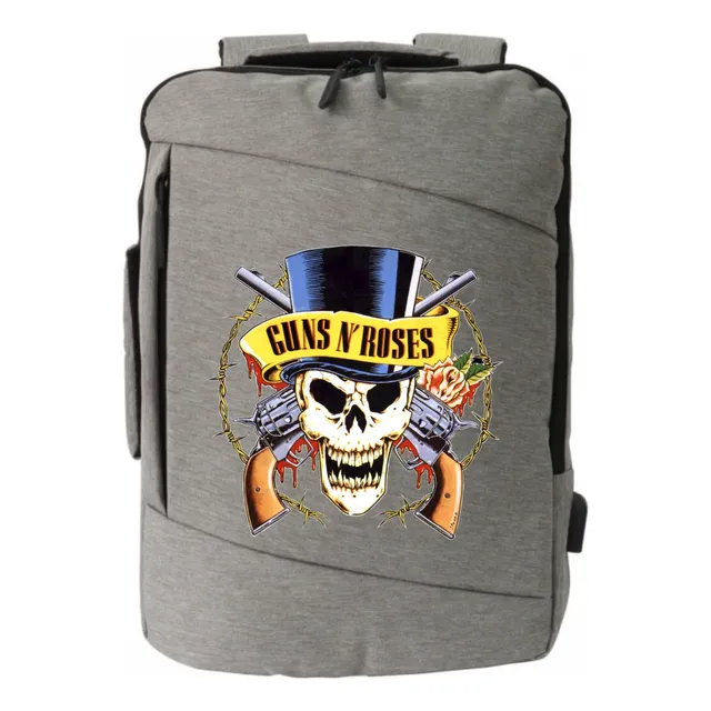 Morral Espalda Guns N´ Roses Rock Maleta Portafolio Gris