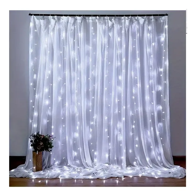 Cortina 300 Led 3x3m Blanco Cascada Eventos Navidad Deco
