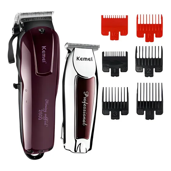 Kemei Kit Maquina Corte Profissional 2600 + Km9163 127/220V