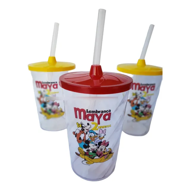 25 Copos Com Tampa E Canudo 400ml Personalizados 
