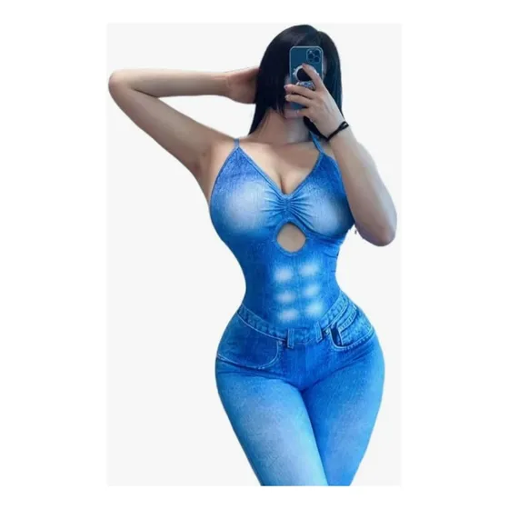 Enterizo Para Mujer Imitación Jean / Ajustable Licrado