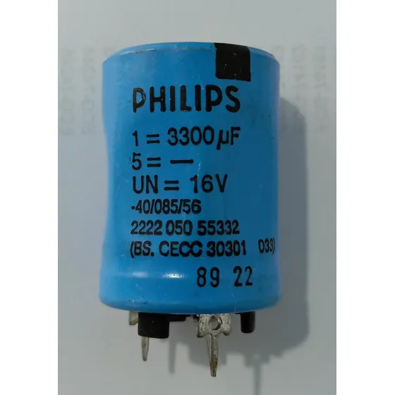 Capacitor Radial Electrolítico Philips 3300 Uf 16v. 3 Pines.