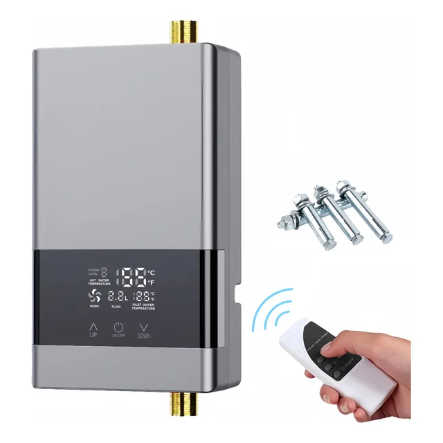 Calentador De Agua Instantáneo Eléctrico Táctil Remoto 3000w Plata