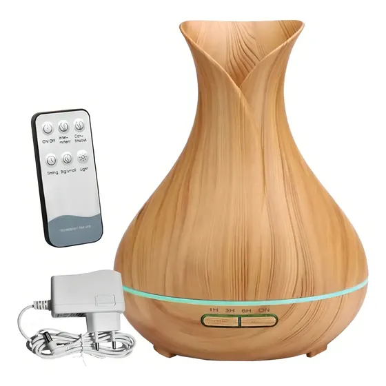 Umidificador Difusor Aromas Luatek 400ml LED Madeira Claro Ultrassônico