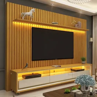 Gelius Móveis Rack com Painel Gelius para TV até 85", com LED, Rodízi
