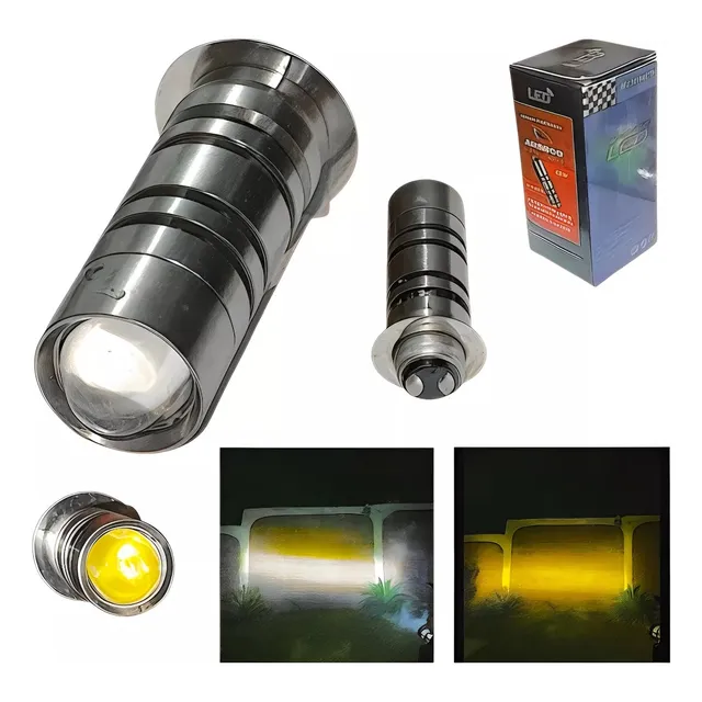 Foco Led Lupa H6 2 Polos Alta Baja Estrobo Bicolor Moto