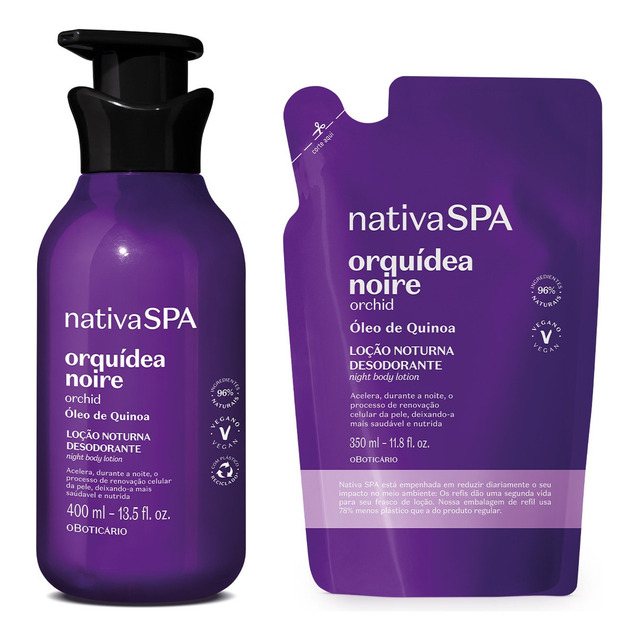 Nativa Spa Kit Orquidea Noire Loção Corporal 400ml Com Refil 350ml