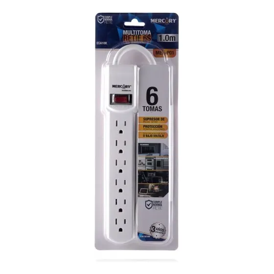 Multitoma Electrica Con Supresor De Picos Retie 6 Salidas