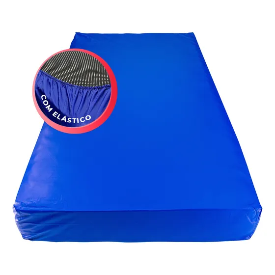 Capa Impermeável 78x188 Até 28cm Protetor Colchão Cama Box Elástico Solteiro Cor Azul Beinbom