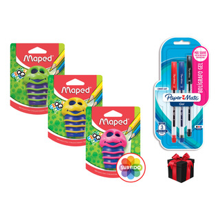Pack 3 Sacapuntas Maped Croc Croc 2 Orificios +obsequio Pack 3 Sacapuntas Maped Croc Croc 2 Orificios +obsequio