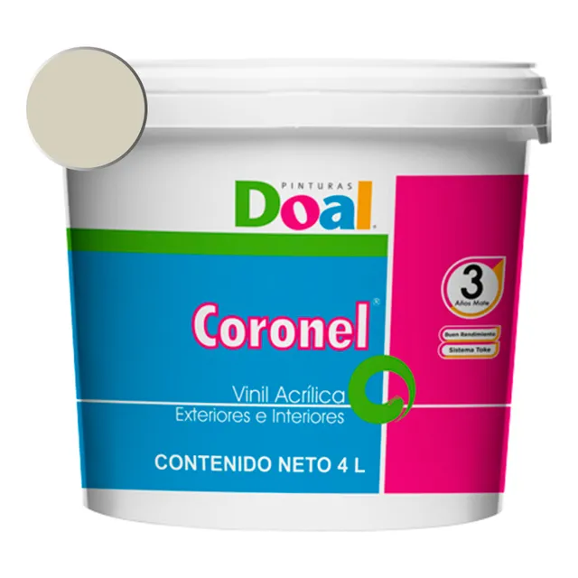 Galon Pintura Vinílica Lavable Doal Coronel Exteriores E Int Color Desierto