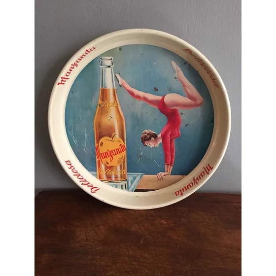 Antigua Charola Refresco Manzanita Deliciosa Vintage !!