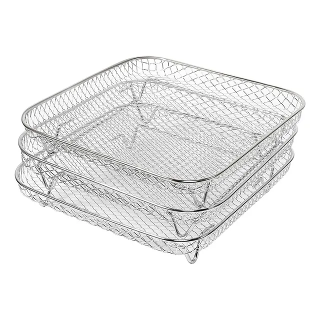 Rack De Grelhar De Três Camadas Em Aço Inoxidável Airfryer T