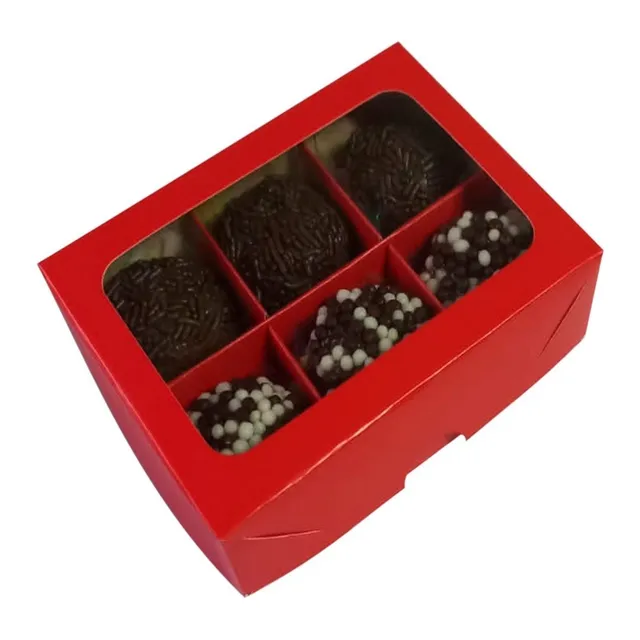20 Caixas Com Divisórias Para 6 Doces - 4 Cores Disponíveis