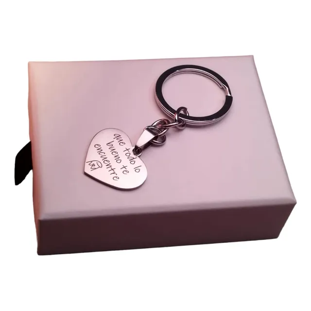 Llavero Forma De Corazón  Personalizado Acero Quirúrgico 