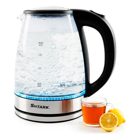 Mx. Jj. Tetera Eléctrica Jarra Vidrio Hervidor 2 Lt Acero