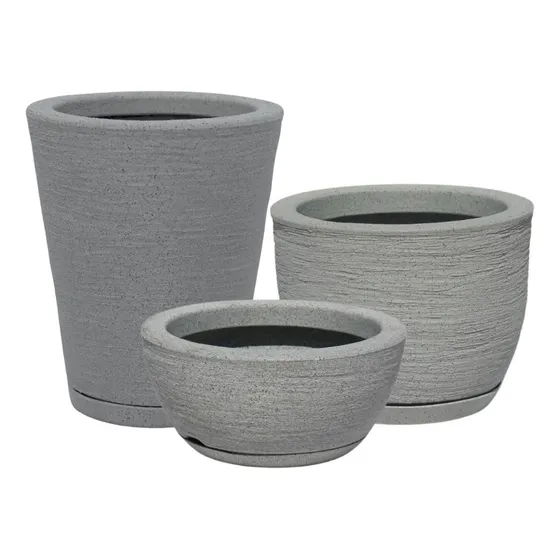 Kit 3 Vasos Polietileno Para Plantas Decorativo Cone Bacia
