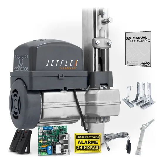 Kit Motor Portão Basculante Ppa Jet Flex 1/3hp + 4 Suporte Frequência 433 Mhz Tamanho Da Engrenagem 1/2 127/220v