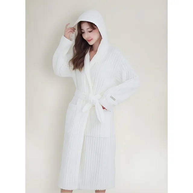 Bata De Baño Blanca Unisex Con Capucha Y Lazo 110 X 60 Cm