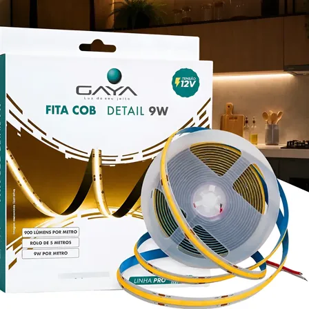 Fita Led Cob Pro 9w 12v 5 Metros Gaya - Cor 2700k (amarelo) 2700k - Branco Quente 12v