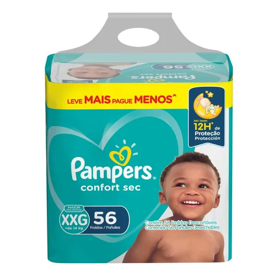 Fralda Pampers Confort Sec Xxg Pacote 56 Unidades