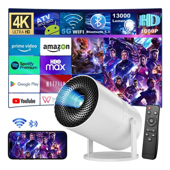 Proyector Portátil Smart Tv Andriod Wifi6 4k 13000 Lumens
