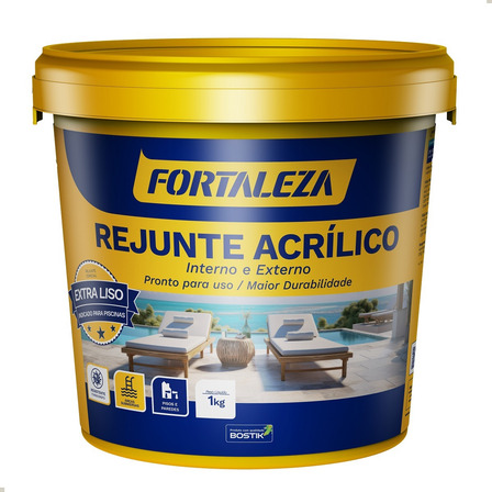 10 X Rejunte Acrílico Piscina 1kg - Cor Cinza - Fortaleza 10 X Rejunte Acrílico Piscina 1kg - Cor Cinza - Fortaleza