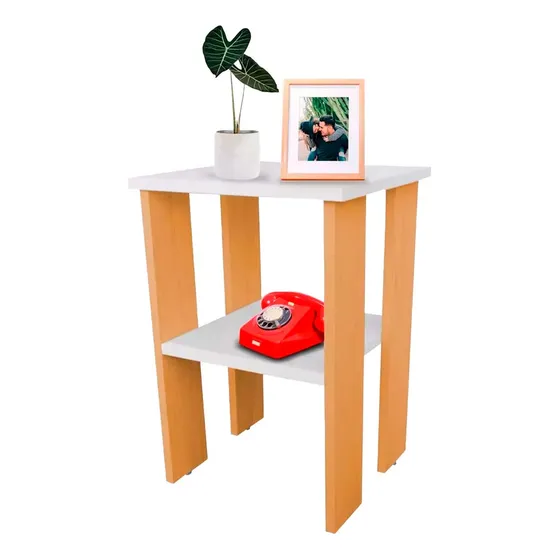 Mesa De Centro Lateral Minimalista Auxiliar Buró 2 Niveles