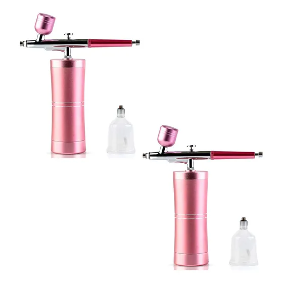 X2 Aerógrafo Inalámbrico Profesional Portátil Recargable Color Rosado