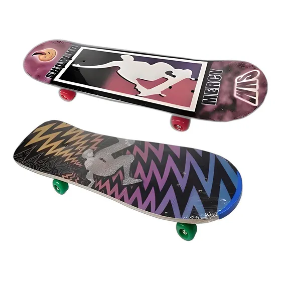 Skate Patineta Doble Dibujo Infantil 65cm X 22cm Violeta