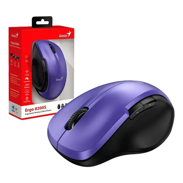 Mouse Silencioso Ergo 8200s,  Purpura, Ergonomico