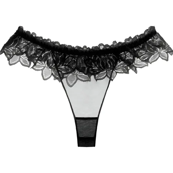Sexy Lenceria Tanga De Malla Con Encaje Semi Transparente