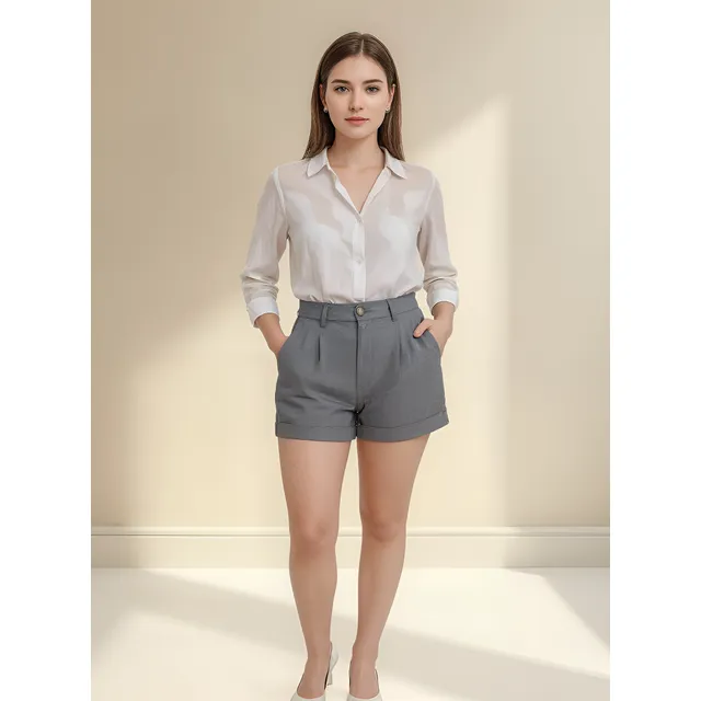 Short Santiago Gris Con Bolsillos Y Pinzas - Fresco Y Cómodo