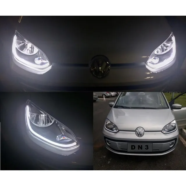 Par Fita Barra Led Drl 45cm Vw Up Tsi Com Seta Farol Cross