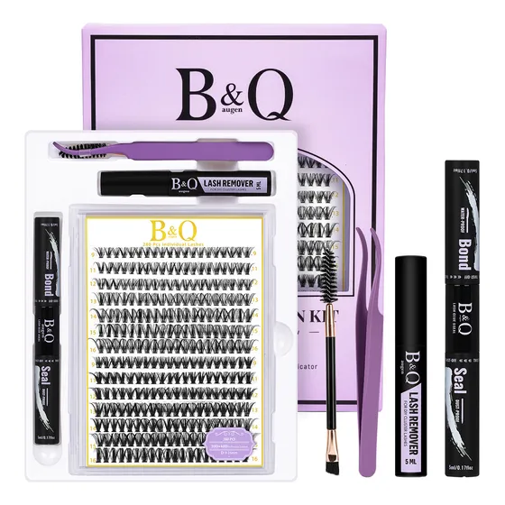 Kit De Extensiones De Pestañas 30d+40d Bqlash Curvatura D 9-16mm Mixtas Con Pegamento Y Removedor B&qaugen Kit Pestañas Bq