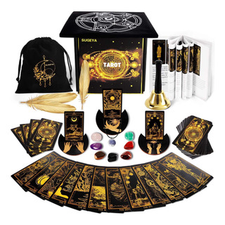 Set De Tarot Adivinación Paquete Brujería / Dorado Y Negro Set De Tarot Adivinación Paquete Brujería / Dorado Y Negro