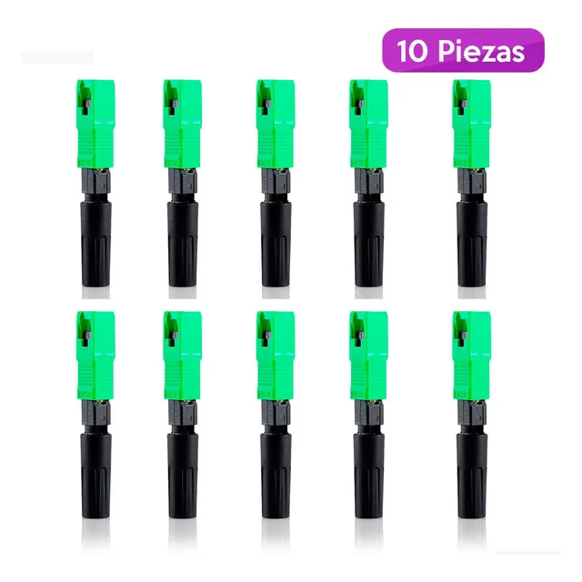 Conectores Fibra Óptica Rápido Sc Apc Verde 10 Piezas