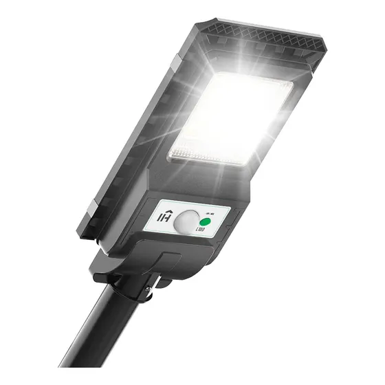  Holofote Solar 100w Refletor Poste Kit Completo 12h Preta
