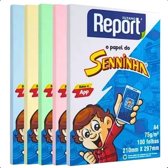 Papel Sulfite A4 Senninha Report 75g 100 Folhas Colorido Cor