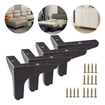 4 Peças Pé De Canto Para Sofá E Móveis Cromado De Aço 10cm