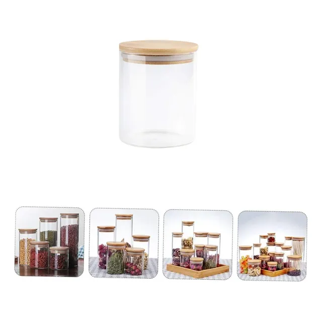Tarro Frasco De Vidrio Con Tapa De Bambú Hermético 250ml 