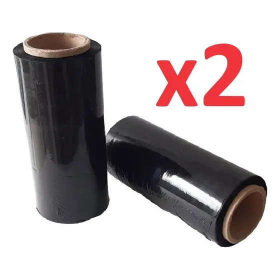 2 Rollos De Plastico Envoplast Industrial Negro 20cm X 500m