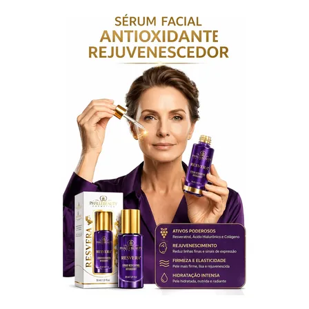 Sérum Facial Rejuvenescedor Resveratrol Phallebeauty Vegano Normal Dia/noite