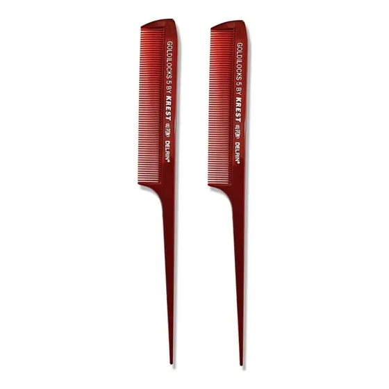 Kit 2 Pentes 5by Para Mechas Cabo Fino Profissional Cor Vermelho