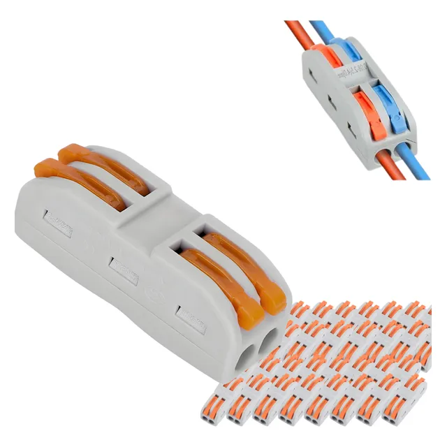 Kit 100 Emenda Elétrica Conector 2x2 Duplo Vias Tipo Borne